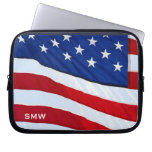 American Flag Patriotic Monogram Notebook Sleeve Laptop Sleeve