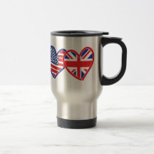 American Flag/Union Jack Flag Hearts Mug