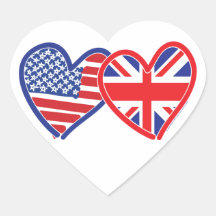 American Flag/Union Jack Flag Hearts Heart Stickers