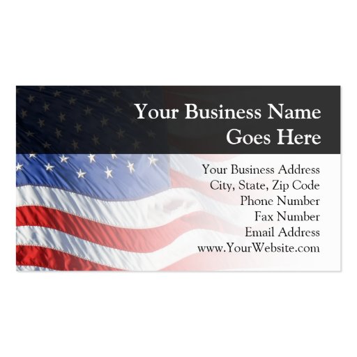 American Flag, Waving in Wind Business Card Template
