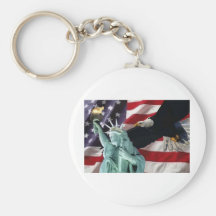 American Flag with American Eagle & Lady Liberty Keychain