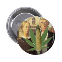 american gothic-grant-wood cornnabis tomacco pinback buttons