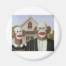 American Gothic Sock Monkeys Fridge Magnet