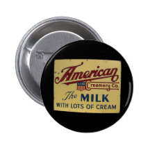 American milk company vintage sign button