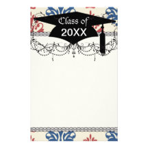 americana damask graduation personalized stationery