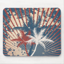 Americana Palms, Red White and Blue Mouse Mat