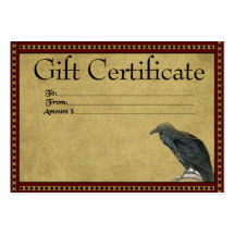 Americana Raven- Prim Gift Certificate Cards Business Card