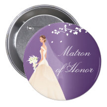 Amethyst Bride Matron Honour Bridal Party  Button