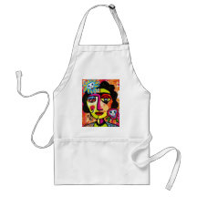 Amethyst Sugar Skull Mexican Woman Apron