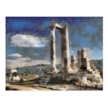Amman ruins painting postcard