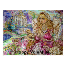 An angel of praying., Happy Valentine. Post Card