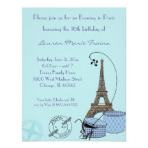 An Evening in Paris Blue Themed Party Invitation