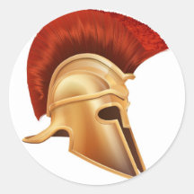Ancient Greek Warrior Helmet Round Stickers