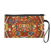 Ancient Mayan Calendar Symbol Wristlet Purses