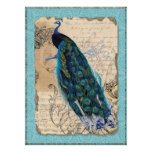 Ancient Peacock Bridal Shower Invite - Aqua Blue