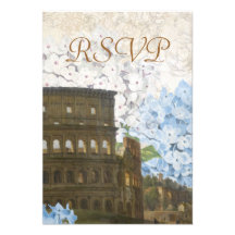 Ancient Rome Blue Hydrangea RSVP Card