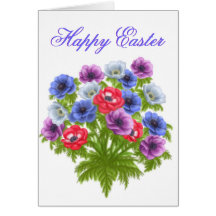 Anemone Bouquet Happy Easter Card