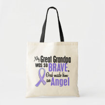 Angel 1 Great Grandpa Stomach Cancer Tote Bag