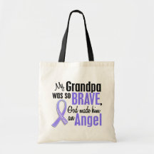 Angel 2 Grandpa Stomach Cancer Tote Bag
