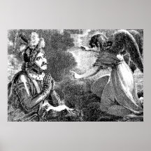 Angel and Knight Engraving Print