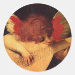 Angel Musician, Rosso Fiorentino Christian Round Stickers