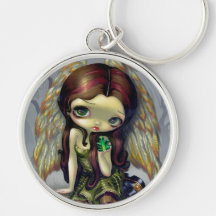 "Angel with Emeralds" Keychain