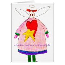 angel with start heart, Angels paint with sound... Greeting Card