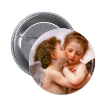 Angels First Kiss, Bouguereau Pinback Buttons