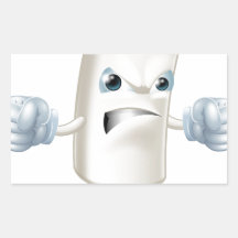 Angry chalk stick man rectangle sticker