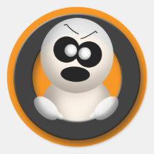 Angry Ghost - Orange Halloween Stickers