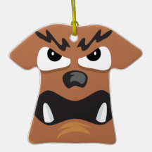 angry hairy monster face ornaments
