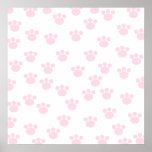 Animal Paw Print. Light Pink and White Pattern.