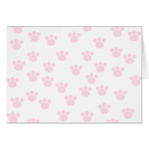 Animal Paw Print. Light Pink and White Pattern. Card