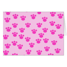 Animal Paw Prints. Light Pink and Bright Pink. Cards