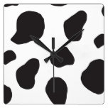Animal Print Fur Skin Cow White, Black Clocks