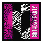 Animal Print Hot Pink Leopard Zebra Party Invite