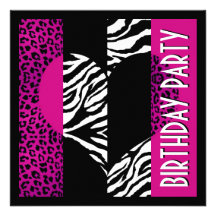 Animal Print Hot Pink Leopard Zebra Party Invite
