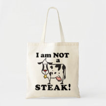 Animal Rights Anti Steak Message Canvas Bag