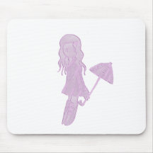 Anime Girl with Umbrella Mousepads