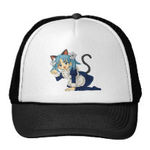 Anime Schoolgirl Cat on her Knees in Maid Dress Mesh Hats