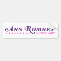 Ann Romney For First Lady Bumper  White Purple Bumper Stickers