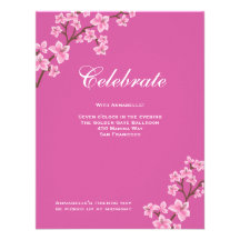 Annabelle Pink Blossoms Bat Mitzvah Reception Announcement