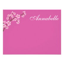 Annabelle Pink Blossoms Bat Mitzvah Thank You Announcement