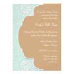 AnnaLiese Damask - Aqua and Latte Bridal Shower Personalised Invites