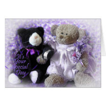 Anniversary-Wedding Bouquet from Bear -Purple Greeting Cards