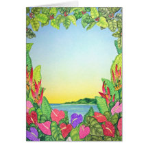 Anthurium Heart Sunset Greeting Card