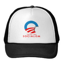 Anti-Obama Bumpersticker - Tastes like Socialism Mesh Hats