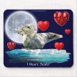 Anti-Sealhunt Seal-Pup, Moon & Hearts Mousepad