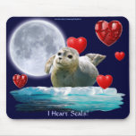 Anti-Sealhunt Seal-Pup, Moon & Hearts Mousepad