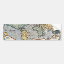 Antique 16th Century World Map Bumper Sticker